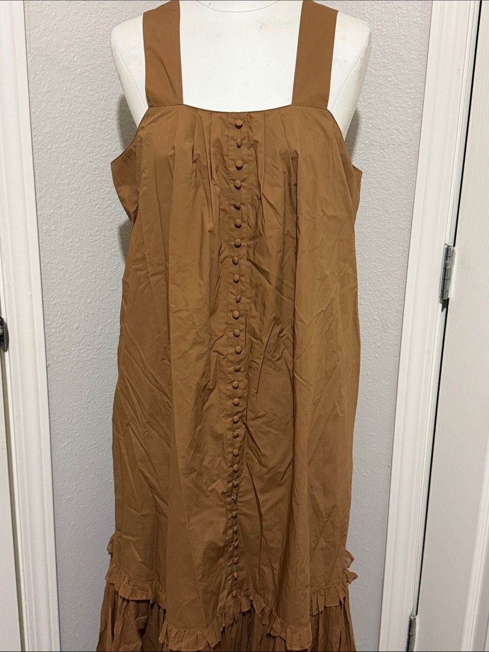 JOSLIN Adrianna Ruffled Organic Cotton-Poplin Maxi Dress Square Neck - Picture 4 of 11